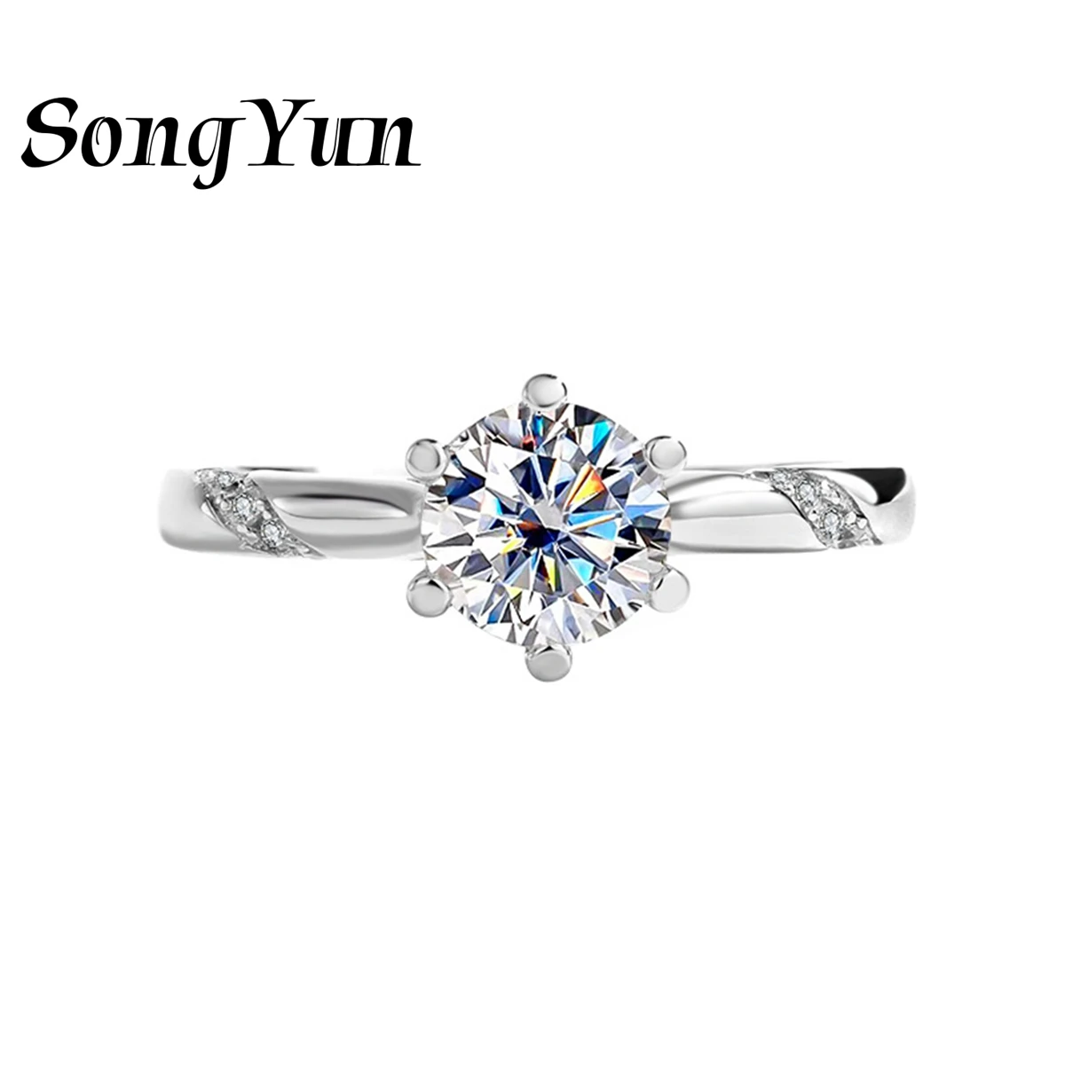 

SongYun Designer Jewelry 925 Sterling Silver Ring Bands Moissanite Diamond Ring Wedding Band Rings Rhodium Plated Fine Jewelry