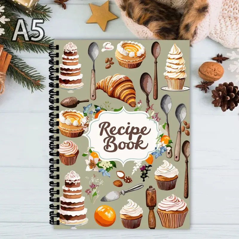 Aesthetic Recipe Spiral Notebook Log,Family Recipe Book, Blank Pages,Perfect for Cooking Enthusiasts, Meal Planner Organizer