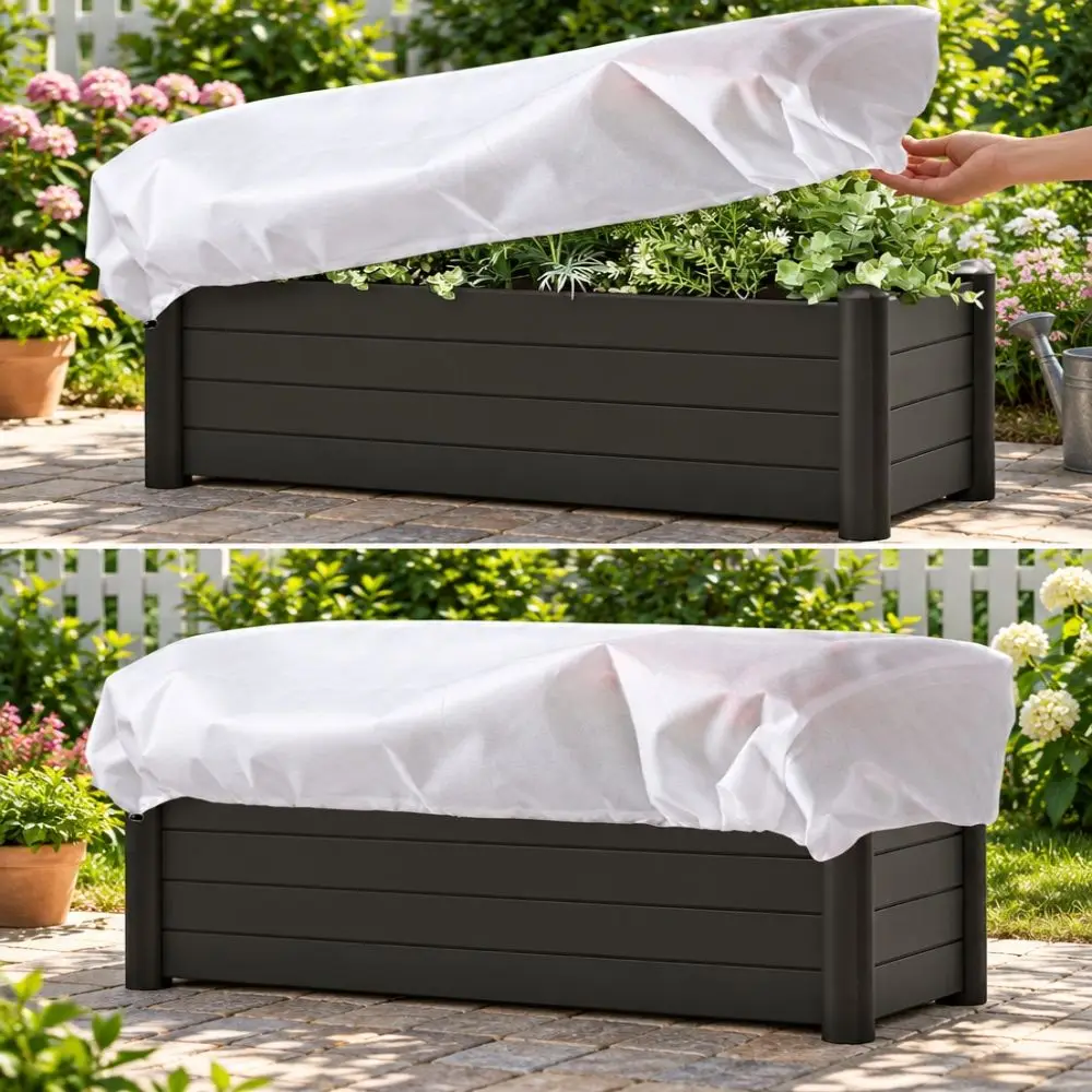 Drawstring Cord Garden Bed Cold Guard Anti-Frost Insect Protect Winter Plant Protection Cover Rectangular Thickened