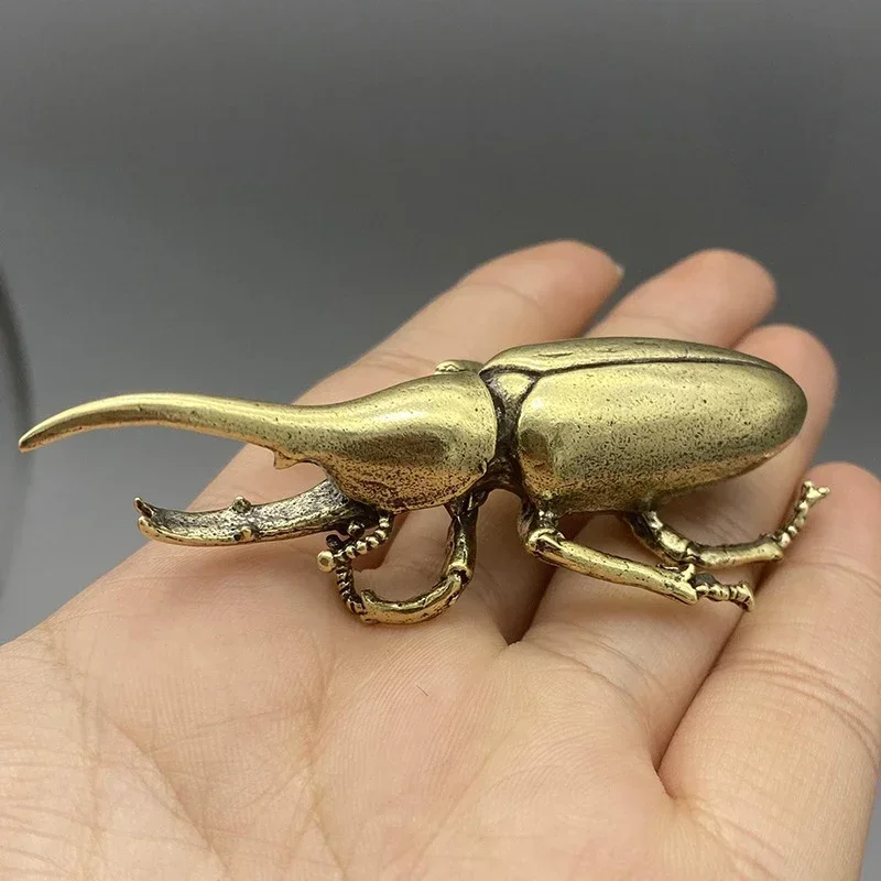 Antique Bronze Beetles Miniature Figurine Home Decoration Copper Animal Miniature Figurine Bring Wealth Office Desk Decor Crafts