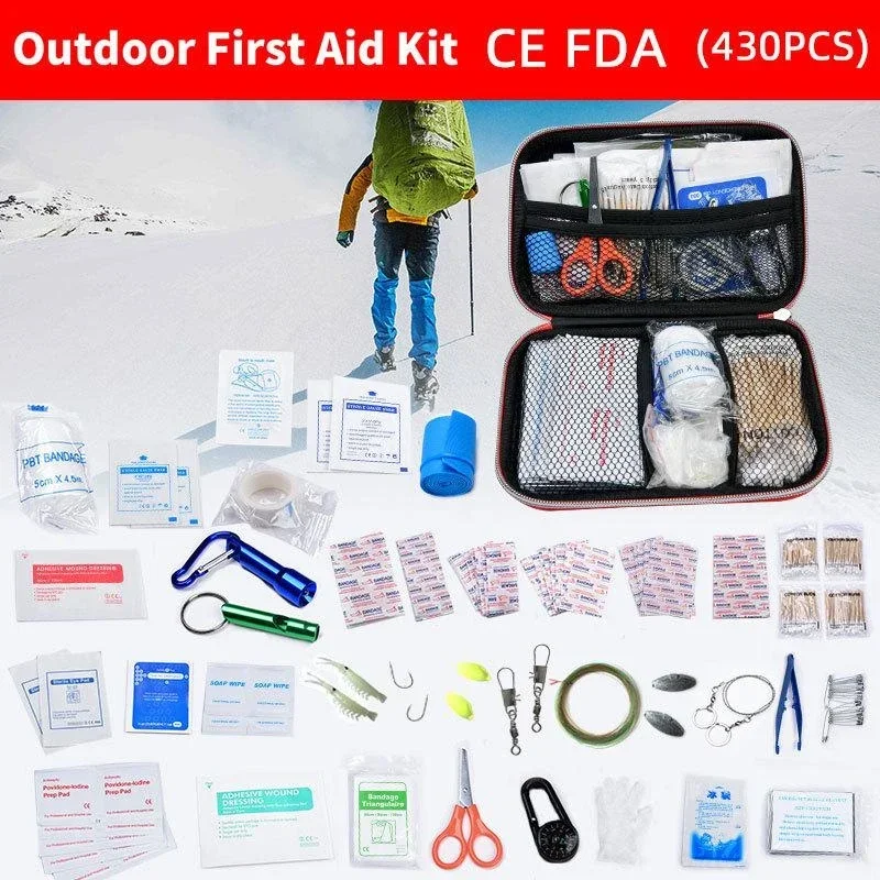 430PCS Outdoor Waterproof Person Or Family First Aid Kit For Emergency Survival Medical Treatment In Travel Camping or Hiking