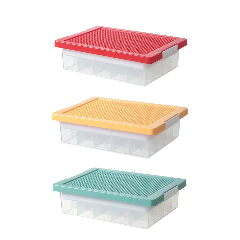 Building Blocks Storage Box Plastic 2 Layer Multi Grids Toy Organizer