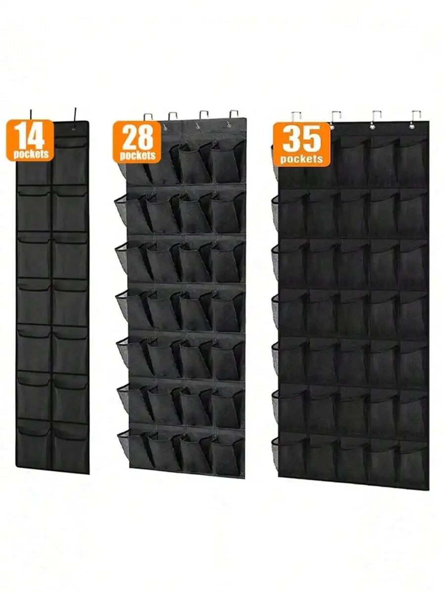Hanging Over-The-Door Shoe Organizer With 14/28/35 Mesh Pockets For Closet, Bedroom, Entryway, Bathroom And Pantry Storage