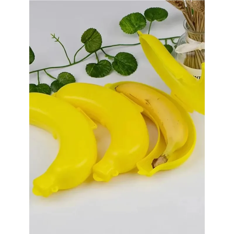 

Three colors travel outdoor portable banana box fruit storage box plastic banana shape banana protective case