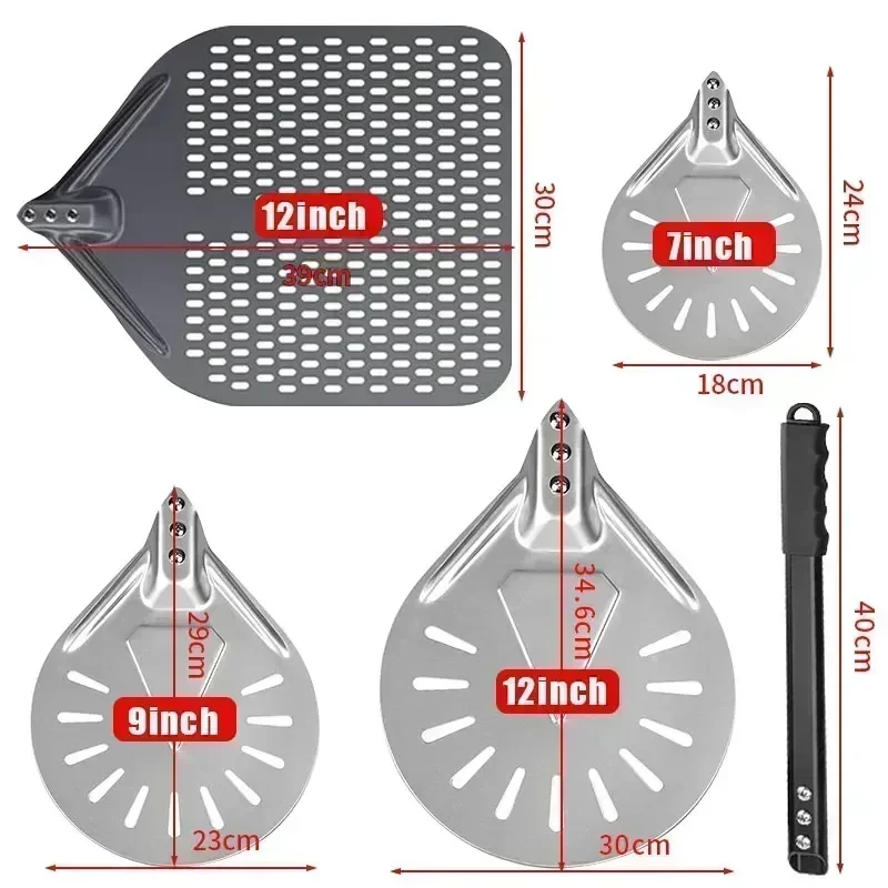 7/8/9/12inch Aluminum Pizza Peel with Handle Oven Pizza Turning Peel for Outdoor Pizza Ovens Pizza Oven Accessory image 14
