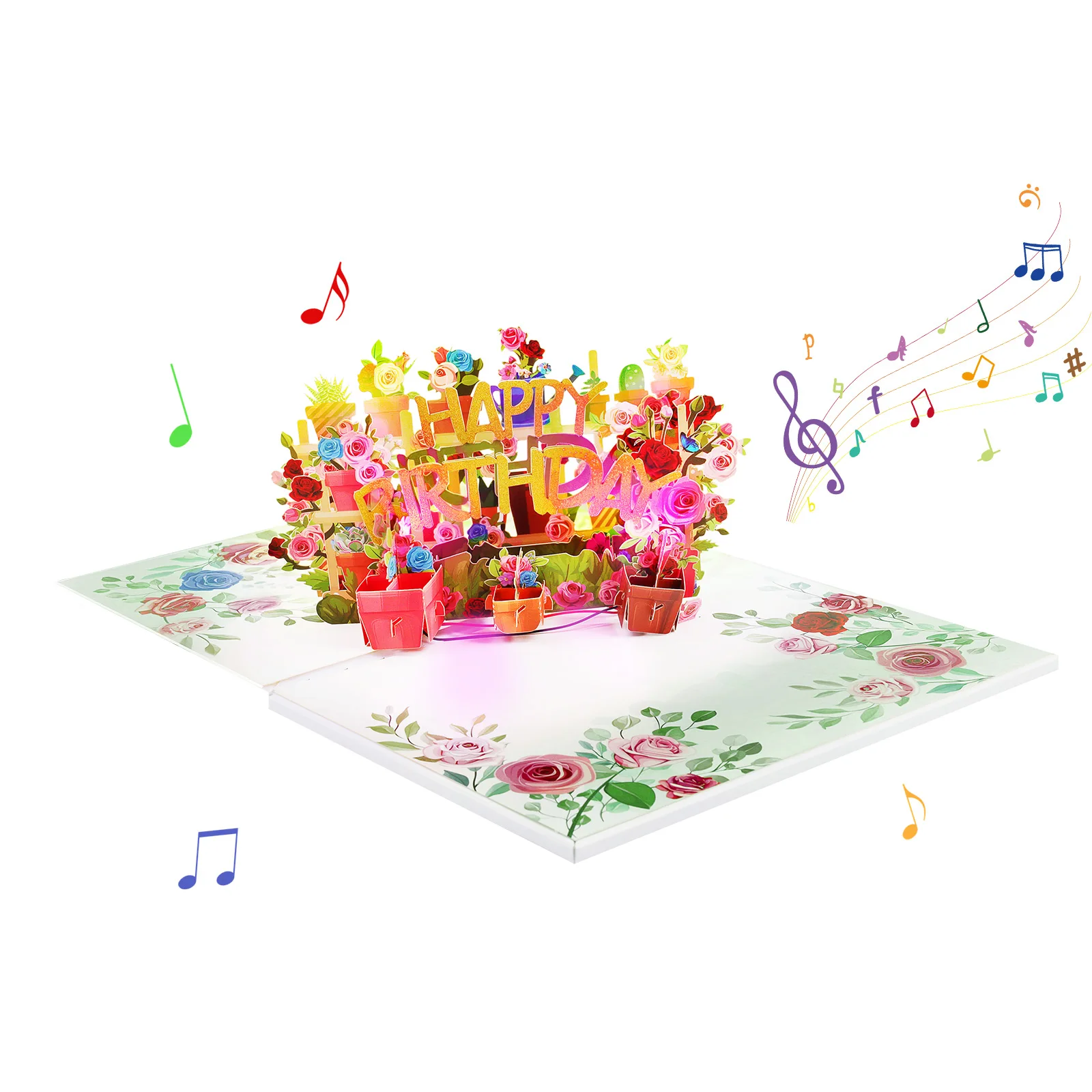 Musikalische Geburtstags-Pop-Up-Karte mit Licht und Musik, 3D-Grußkarte für Kinder, Erwachsene, Männer und Frauen – Detail 4