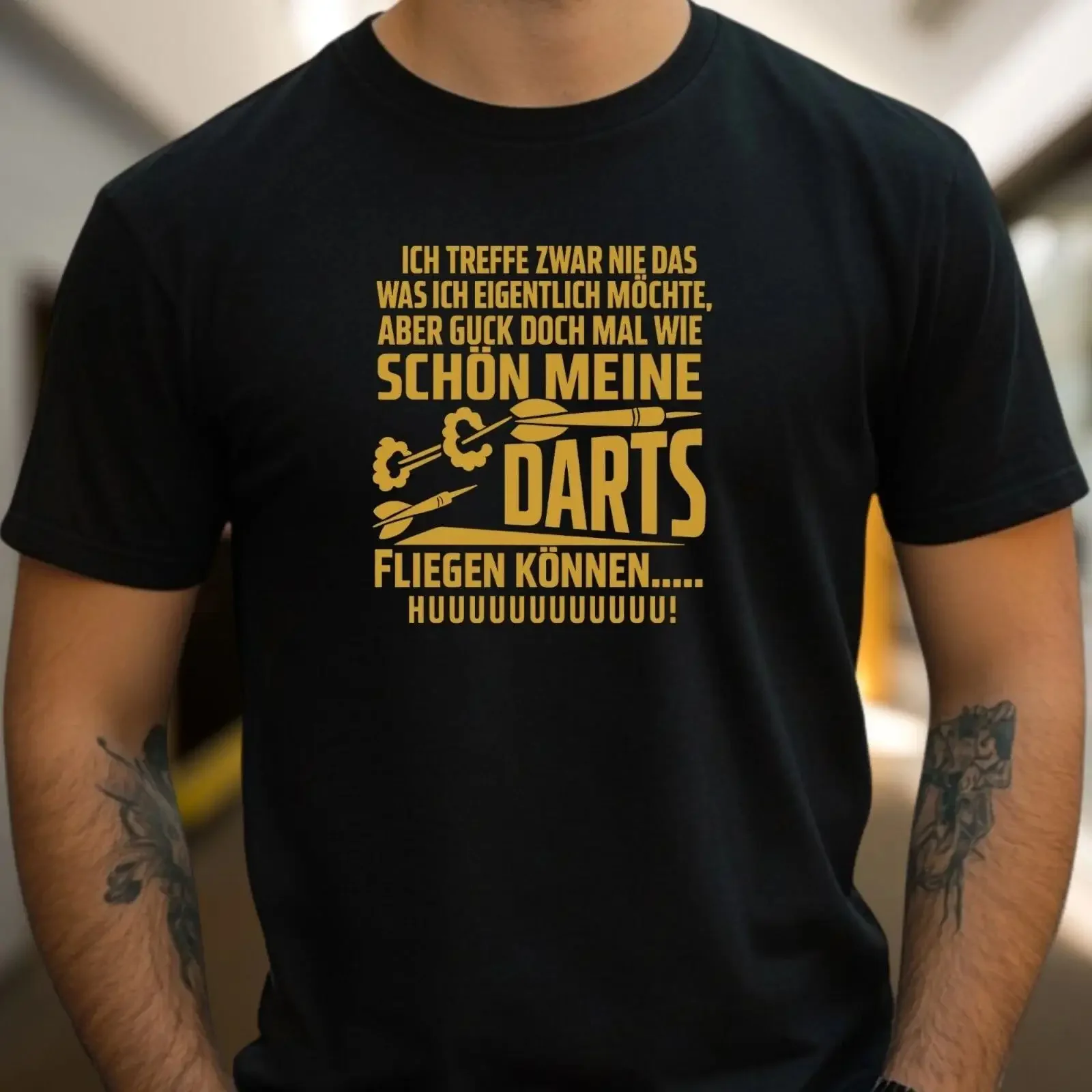 Men's T shirt with darts design dartboard motif cotton sizes XS to 5XL vintage Washed Stylish Breathable Stretched fashion