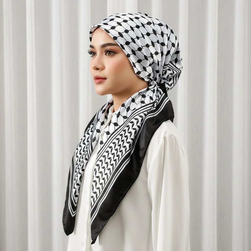 Ramadan Keffiyeh Printed Satin Silk Instant Hijab Caps for Muslim Women Leopard Soft Elasticity Headscarf Turban Foulard Bandana