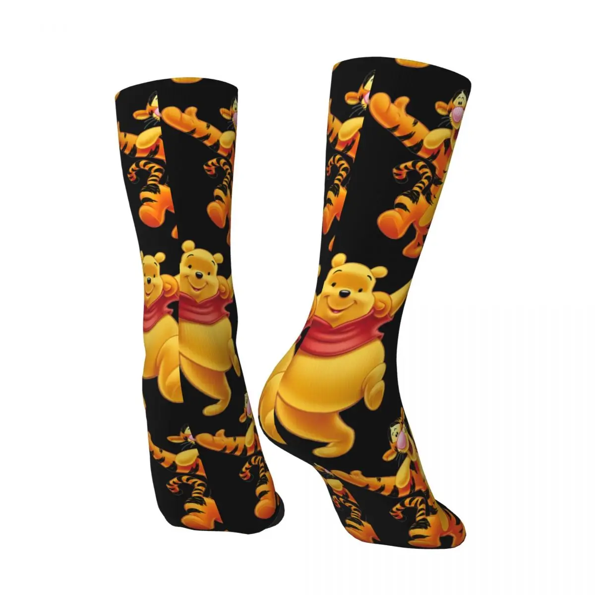 Happy Funny Men's compression Socks Famous Disney Animation Retro Harajuku Winnie the Pooh Hip Hop Novelty Casual Crew Crazy