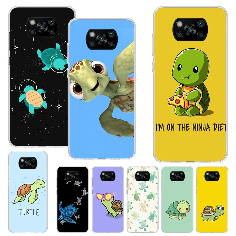 Cartoon Sea Turtle Tortoise Print Soft Case for Xiaomi Poco X3 X4 NFC X5 Pro M3 M4 M5S Phone Shell F5 F4 GT F3 F2 F1 Pattern Cov