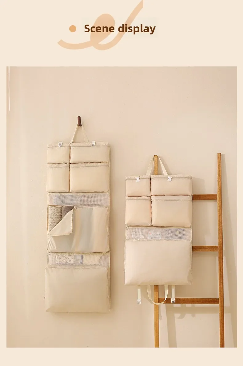 Reise-Hängeaufbewahrungstasche Tragbarer Faltbarer Mehrfach-Organizer für Kleidung und Accessoires – Detail 14