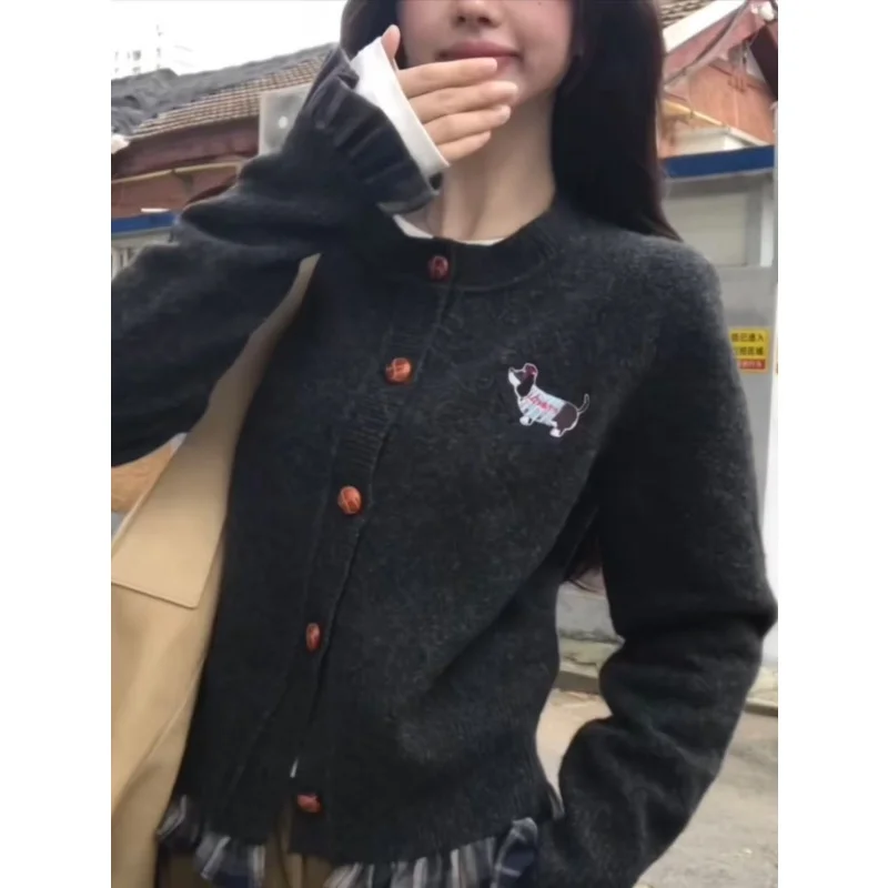 동관 달리앙 니트 스웨터 보풀 방지 프리미엄 품질 오픈 가디건 롱 스웨터 라운드 넥 레귤러 핏 가을 겨울용...