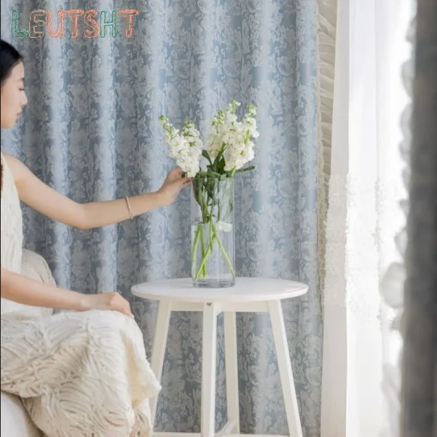 Rideaux épaissis en chenille bleue pour chambre à coucher, tissu de rideau américain, taille personnalisée, luxe abordable, salon