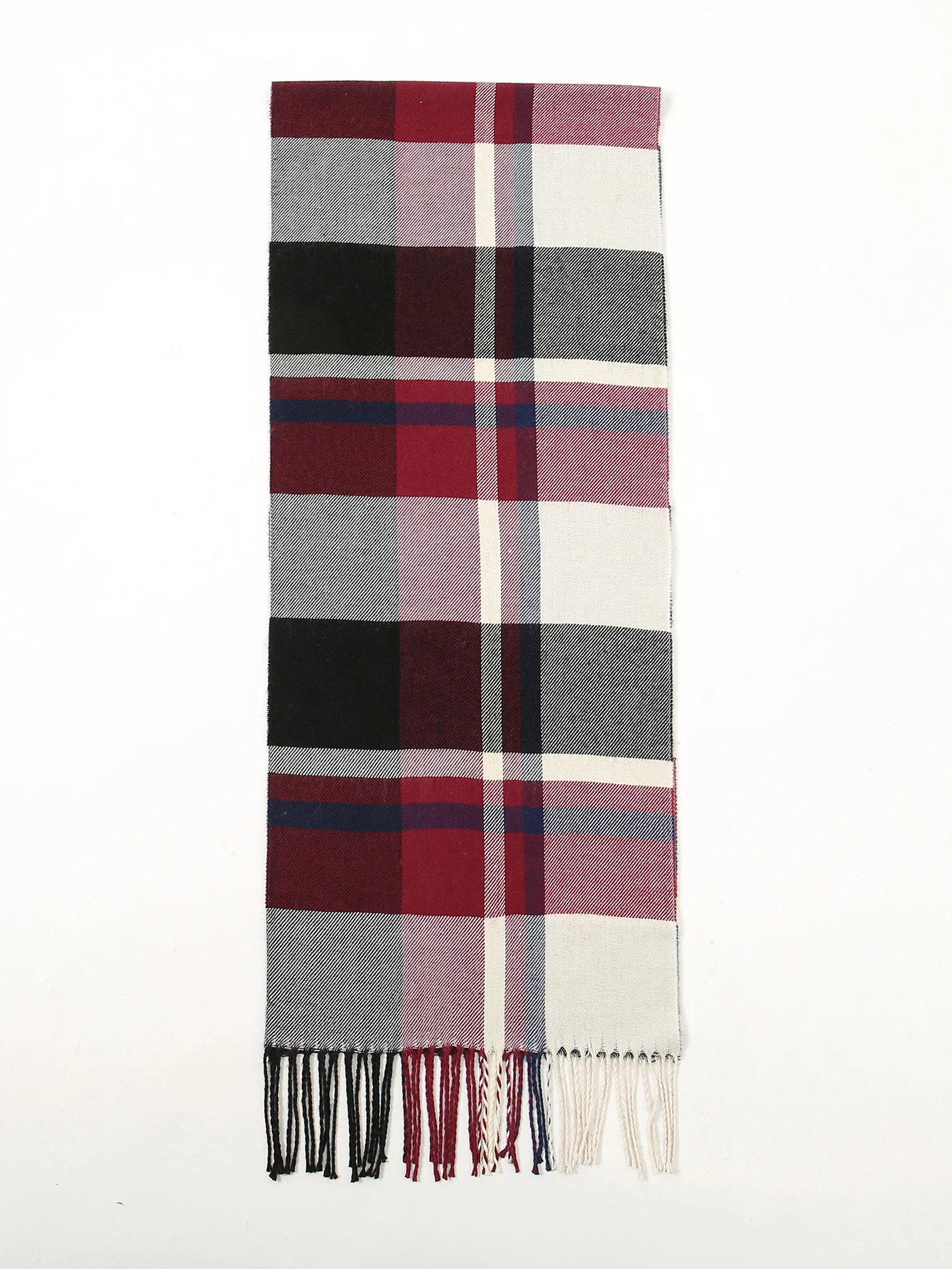 Female Imitation Cashmere Scarf, Matching Color, Big Check, Outono e Inverno, Versão coreana do coreano, Rede, Vermelho, S