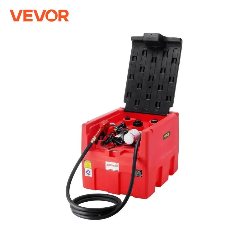 VEVOR 48 Gal Portable Diesel Fuel Tank 10.6GPM with 12V Electric Pump 13.1ft Hose Gasoline Transfer Tank for Fuel Transportation