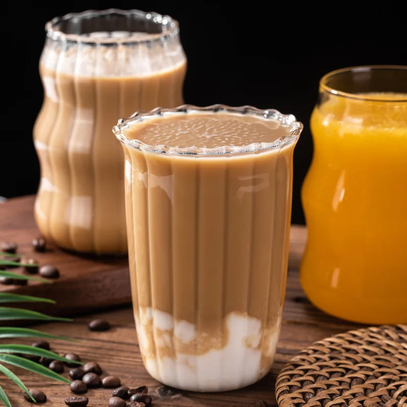 Heat Resistant Transparent Glass Coffee Mug Glass Breakfast Mug Latte Cup Milk Water Cocktail Glass Cup Beer Drinking Glasses