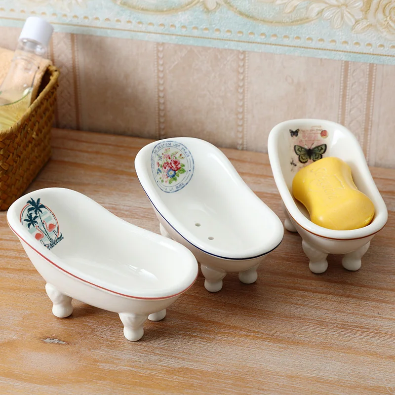

Ceramic Mini Clawfoot Slipper Bathtub Soap Dish Vintage Decortative Soap Dish