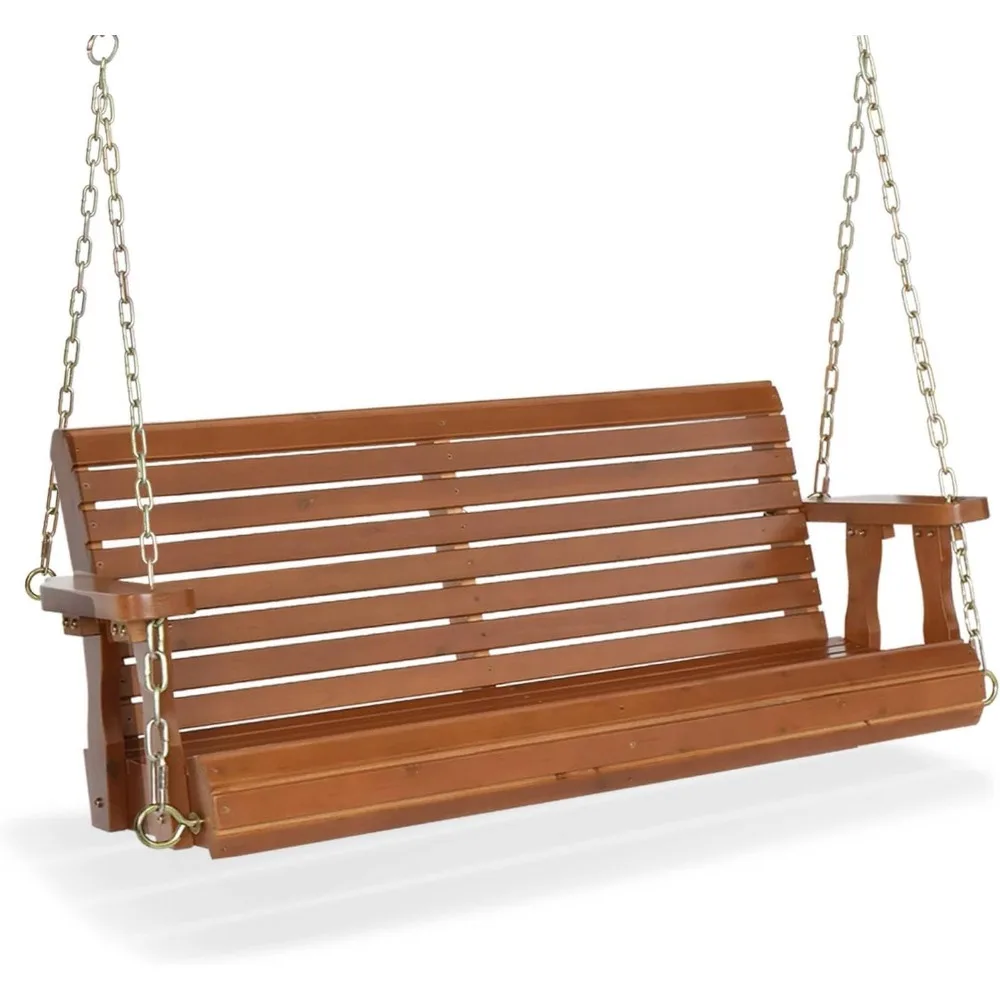 

Upgraded Patio Wooden Porch Swing for Courtyard & Garden, Heavy Duty 880 LBS Swing Chair Bench with Hanging Chains