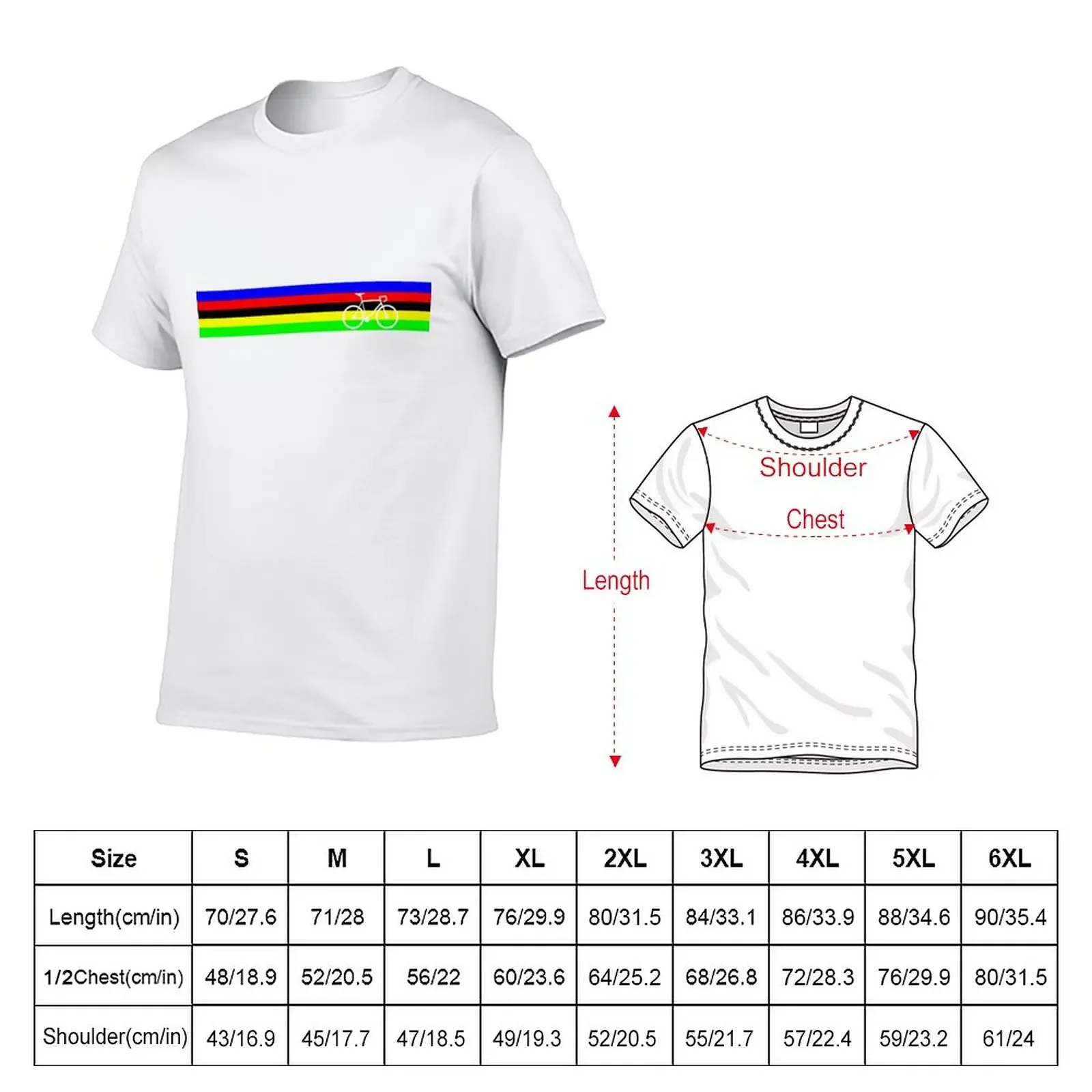 Road bike cycling rainbow stripes world champion jersey T-Shirt kawaii clothes customs mens champion t shirts