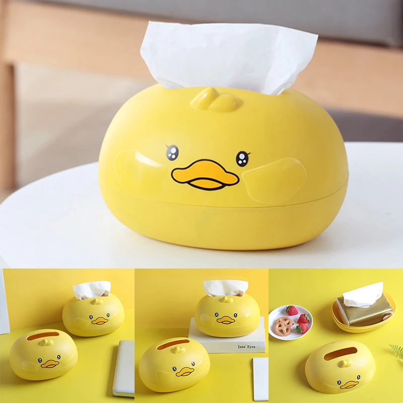 Cartoon Yellow Duck Tissue Box Creative Home Living Room Coffee Table Paper Box Net Red Dormitory Desktop Tissue Storage Box