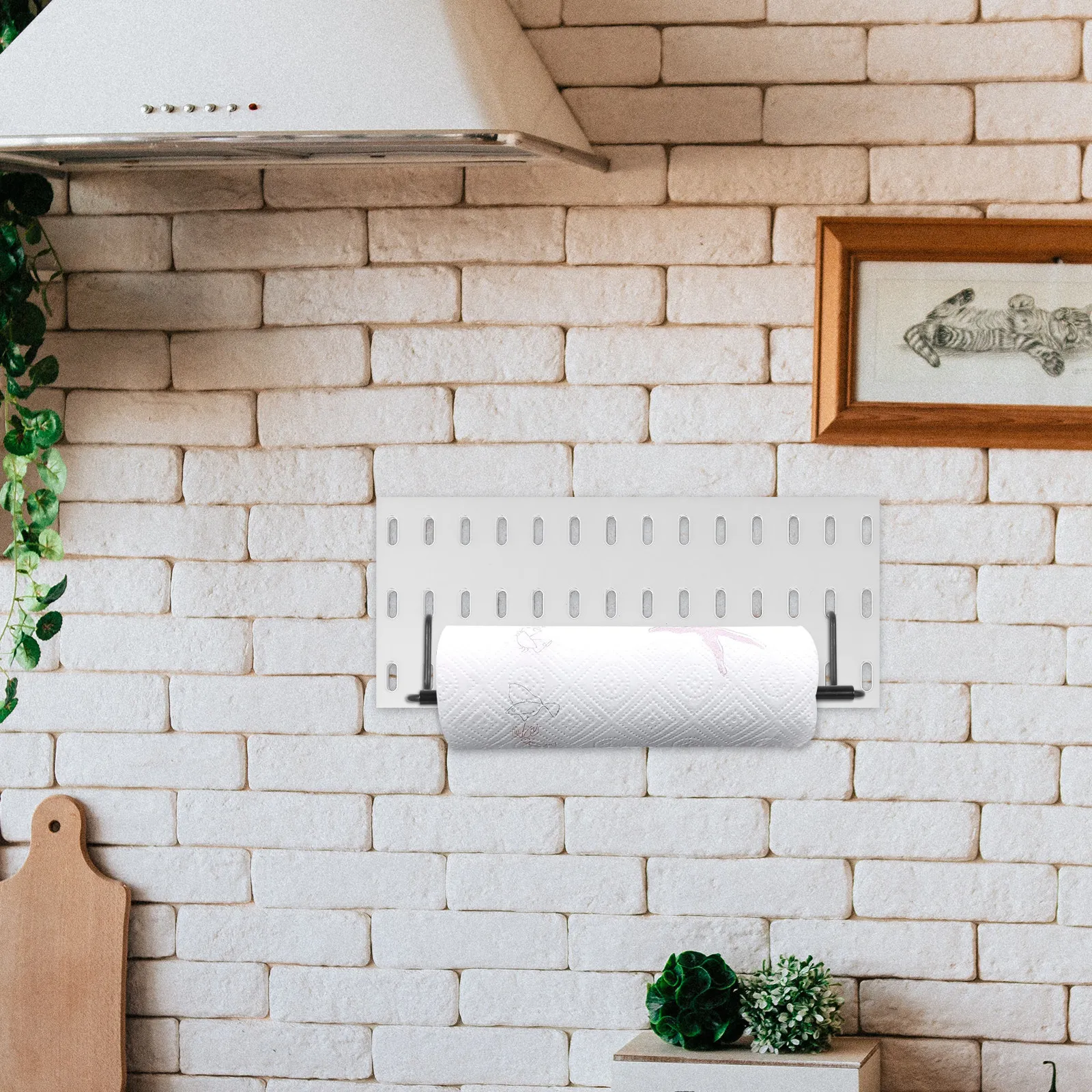 Pegboard Towel Holder Metal Paper Towel Organizer Secure Enclosed Design Prevents Sticking Fits Standard Rolls Home Office