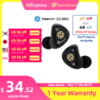 TINHIFI C3 MKII In-Ear Earphone Full-Size LCP Diaphragm Hi-Fi Monitors Earphones with High-Purity Copper-Plated Silver Cables