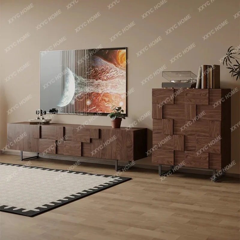 X-S medieval solid wood, walnut, chest floor storage audio-visual, living room integrated, combination HG