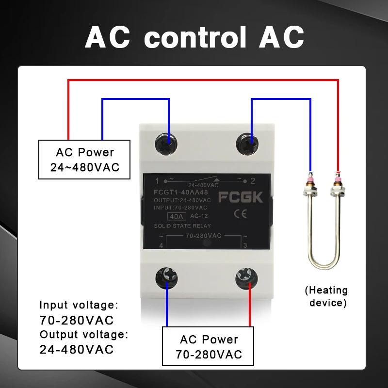 10A SSR 25A Solid State Relay 40A Output 3-32VDC 24-480VAC 220V Single Phase DC TO AC 40A Relay SSR HeatSink SSR 40DA