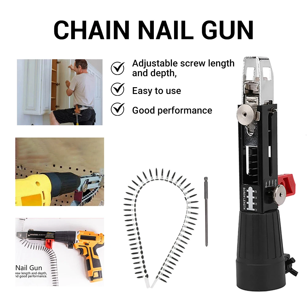 

Automatic Screw Chain Nail Gun Adapter Screw Gun Auto Climbing Nail Gun Head Plasterboard Quick Nailing Nail Machine Accessories