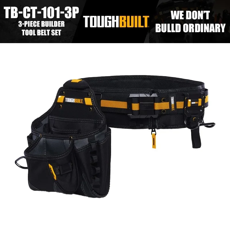 ToughBuilt TB-CT-101-3P 3-Piece Builder Tool Belt Set Tools Packaging Bag Construction Renovation Tools