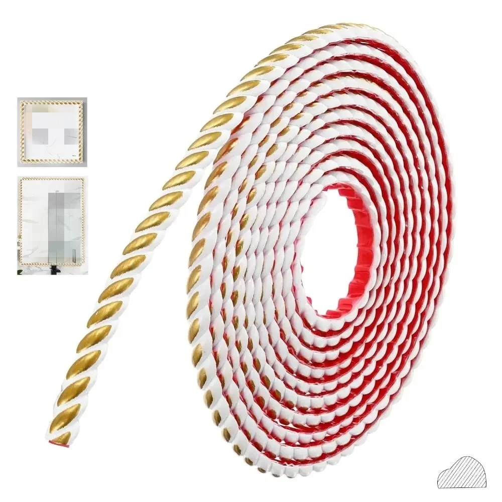 1Pc 1/2/3meters DIY Decoration Paintable Wall Baseboard Self-Adhesive Flexible Molding Trim Peel and Stick PVC Paneling Strip