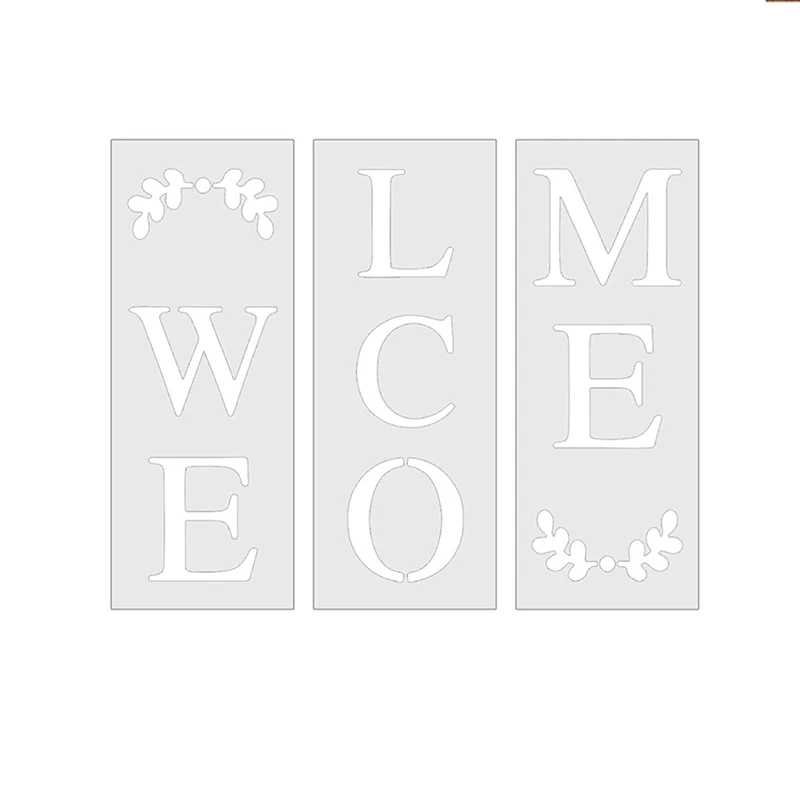 Welcome Sign Stencil, Large Letter Stencils For Painting On Wood Reusable Porch Sign And Front Door Vertical Decorating