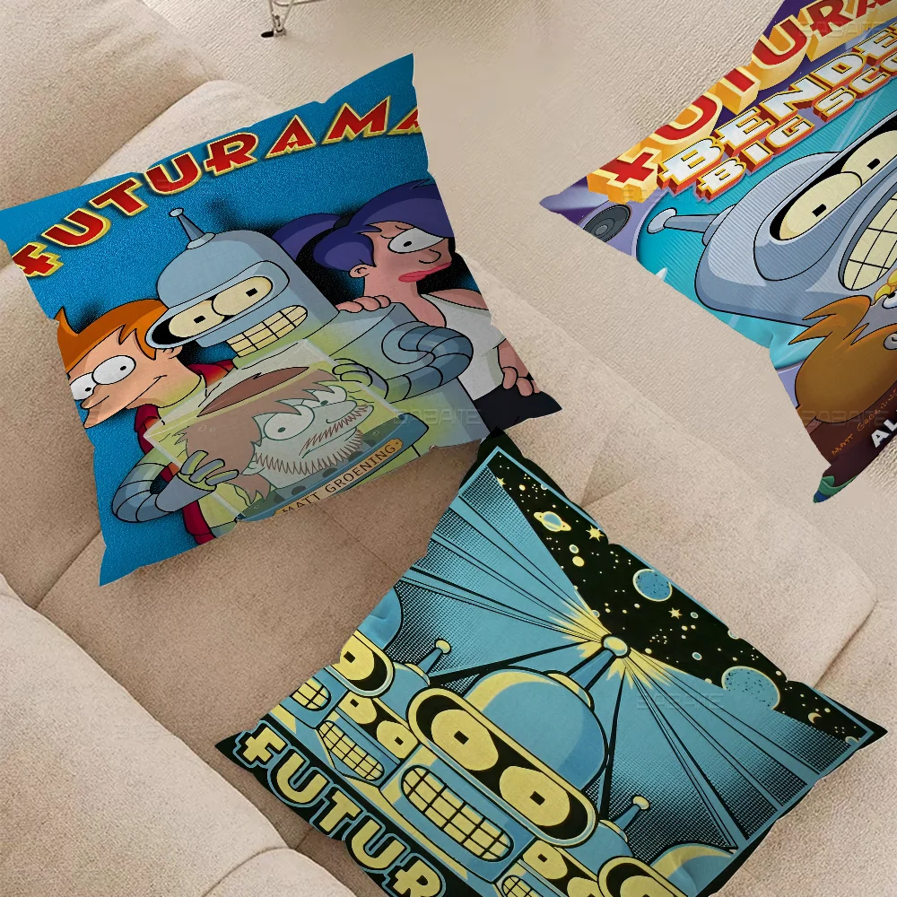 Cartoon F-Futurama Pillow Covers Cartoon Sofa Decorative Home Double-sided Printing Short Plush Cute Cushion Cover