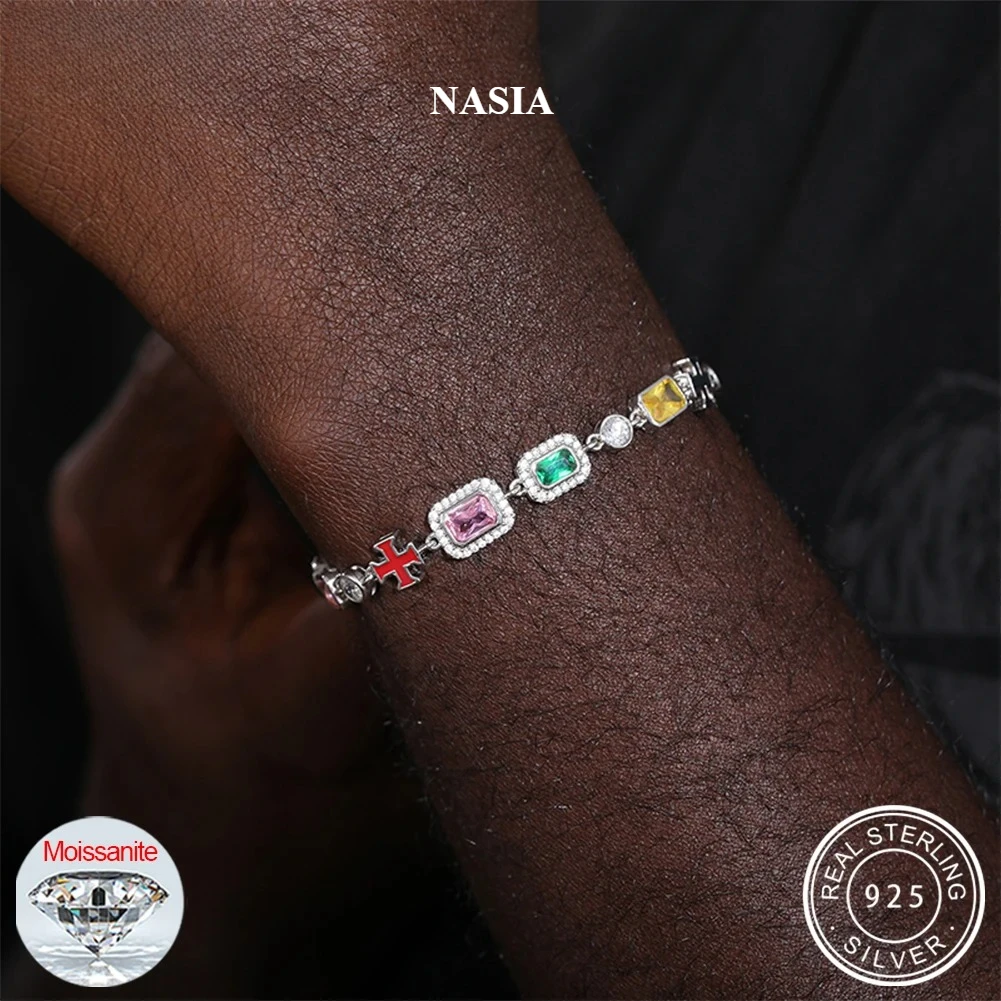 NASIA Trend Colored Square Stone Choker Necklace for Women Girls Colorful Chain for Men Couple Jewelry 7mm/10mm Male Female 2026
