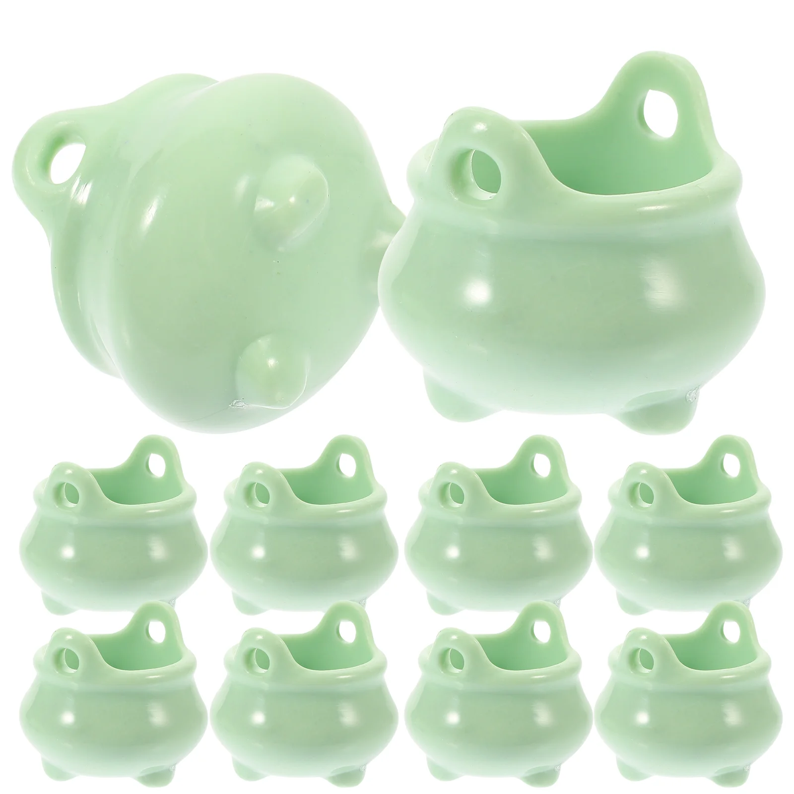 10 Pcs Baby Dolls Green Basket Mini Cauldron Small Toy Props Halloween Miniature Kettles Micro Scene