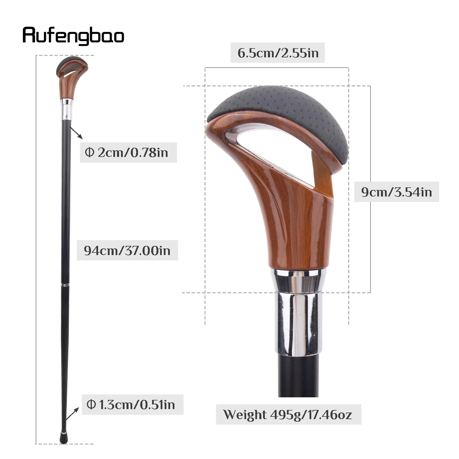 Red Black Leather Silver Walking Cane Fashion Decorative Walking Stick Gentleman Elegant Cosplay Cane Crosier 94cm