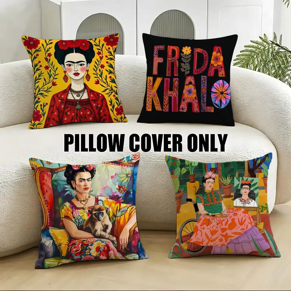 Capa de Almofada Frida Kahlo 4 Peças, Capas de Almofada Macias de Pelúcia 40x40 45x45 para Sofá e Quarto
