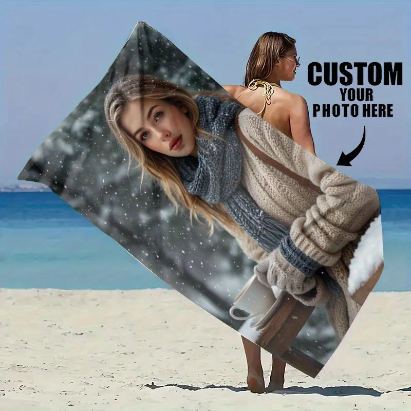 Personalized Beach Towel Custom Photo Name/logo/Word Oversized Microfiber Towel Wedding Party Souvenir for Beach Swimming Bath