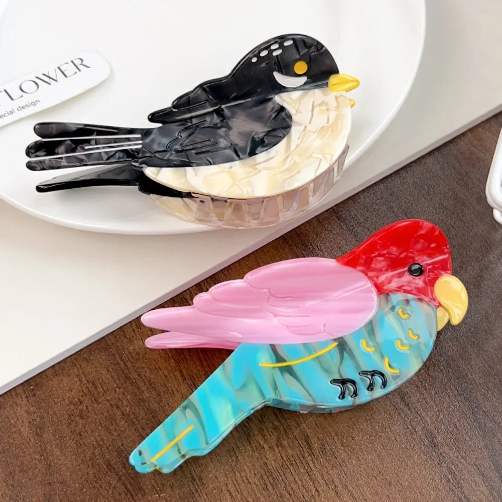 DS lindo dibujo animado loro golondrina acetato pelo garra Animal pájaro serie garra Clips cangrejo pinzas para el cabello accesorios para el cabello para mujeres niñas