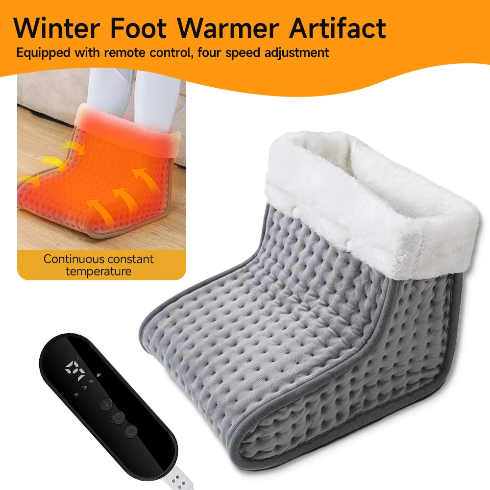 Electric Foot Warmer Warm Foot Cover Feet Heating Pad Heater Shoes Hot Washable Adjustable Temperature for Home Sleeping Office