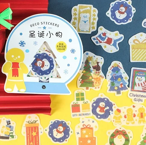 38pcs Christmas Gingerbread Man Tree Design Sticker As Gift Tag Gift Decoration Scrapbooking DIY Sticker Gift Seal