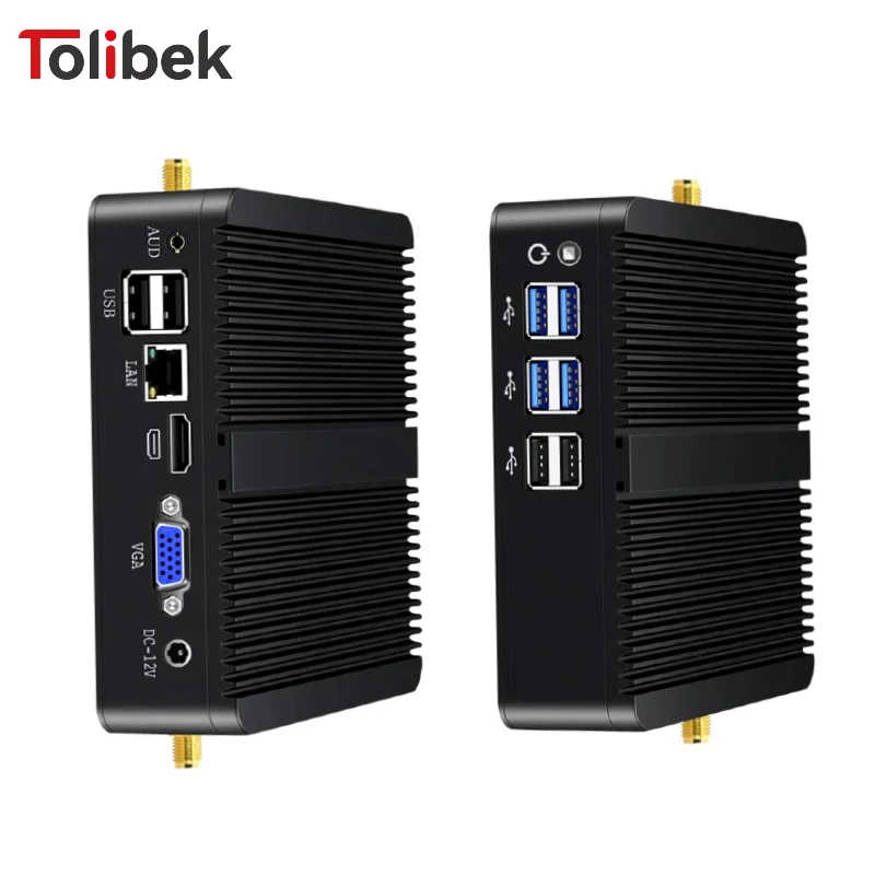 

Tolibek HTPC Fanless Mini PC Windows 10 Intel Core i3 5005U i5 4200U Celeron 2955U DDR3L WiFi HDMI 8*USB Office Mini Computer