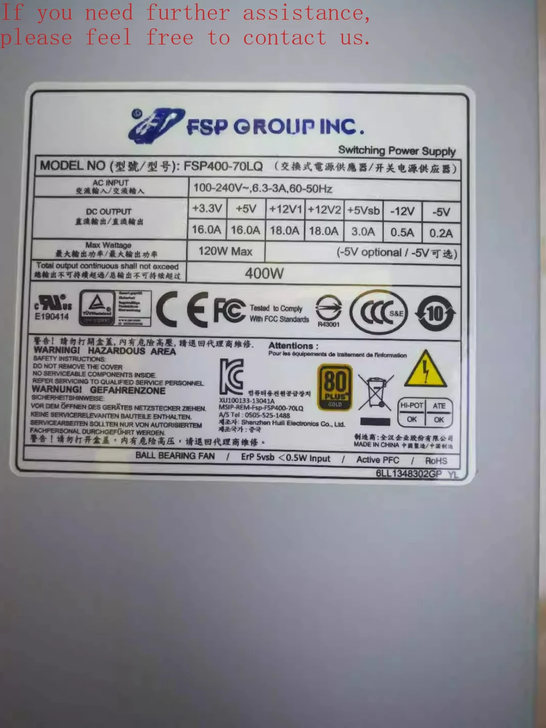 FSP Group Inc FSP400-70LQ Server Power Supply 400W