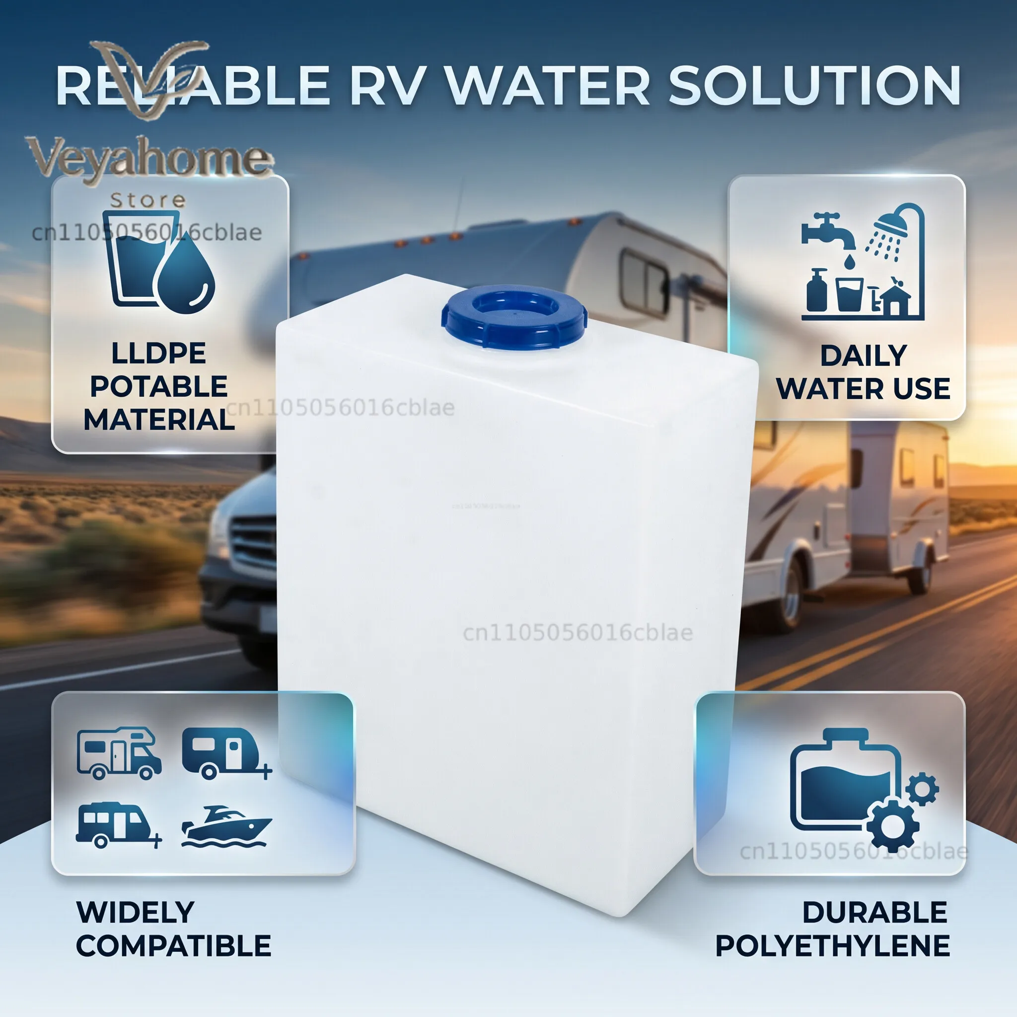 1Pc 3 Sizes 3/5/10 Gallons RV Water Storage Tank Heat Cold Resistant PE Fresh Water Tank for Trailer Boat Yacht