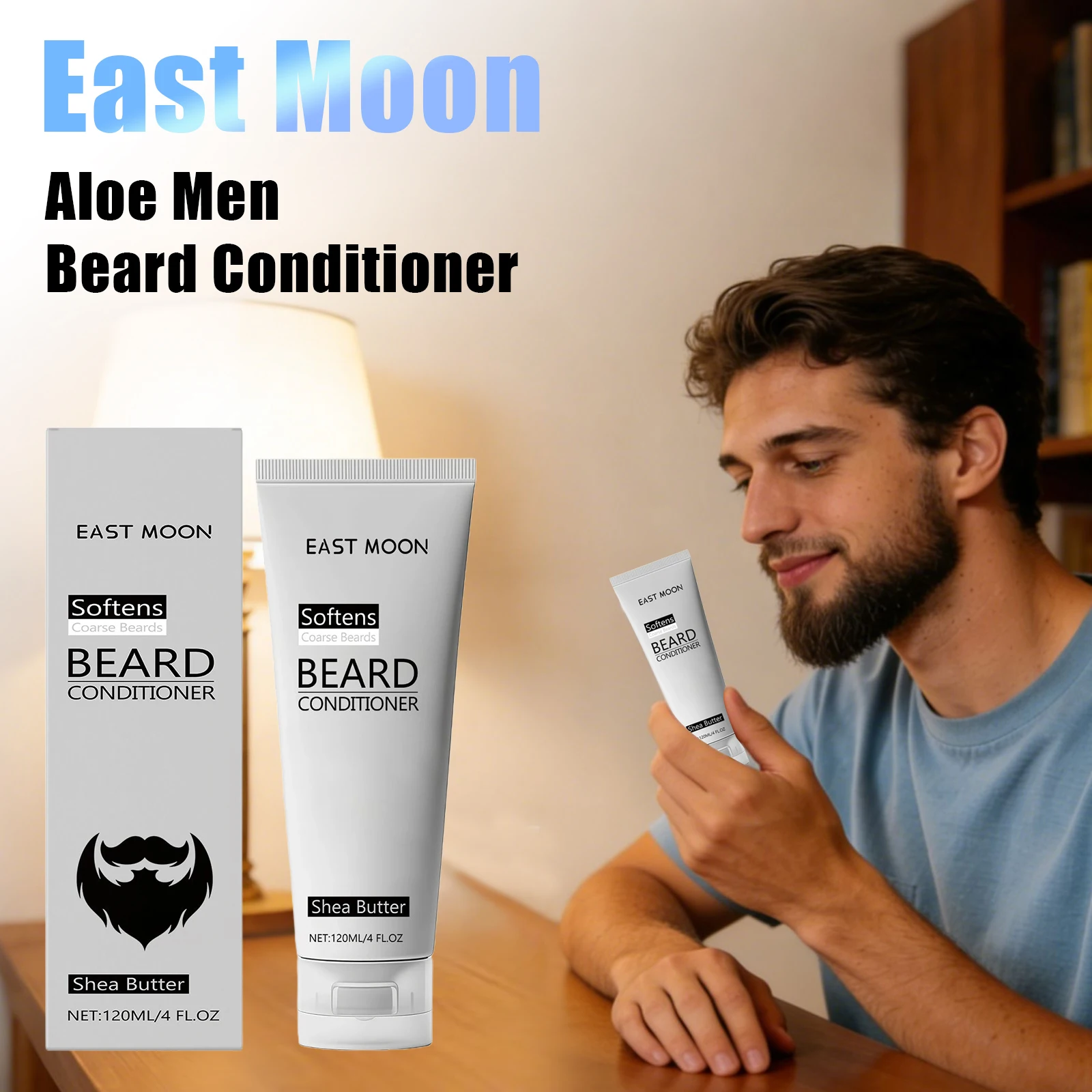 بلسم اللحية للرجال من إيست مون ألو، يرطب للعناية اللطيفة، يمتص بشكل فعال، تشكيلًا دقيقًا، يحافظ على تليين اللحية