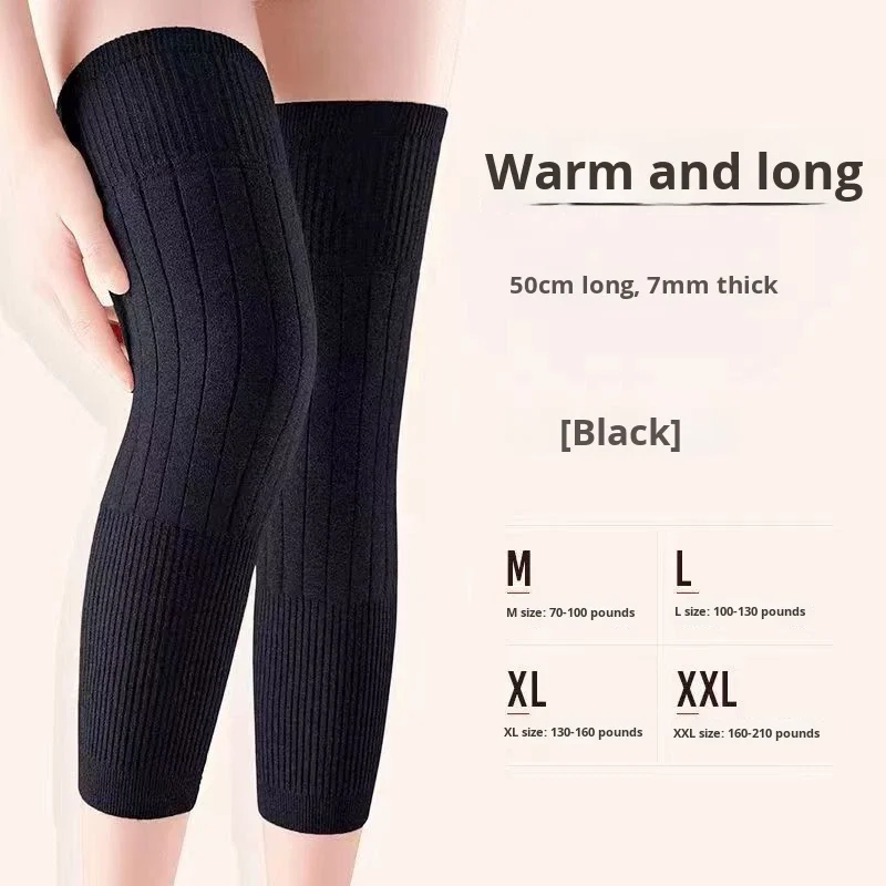 New Plus Velvet Winter Knee Pads Universal Windproof Coldproof Warm Knee Sleeve Thickened Elastic Leg Sleeves Unisex