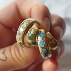 New ins Colored Flower Rose Earring For Women Vintage Stainless Steel C-shaped Painted Flowers Earrings Fashion Jewelry Gift