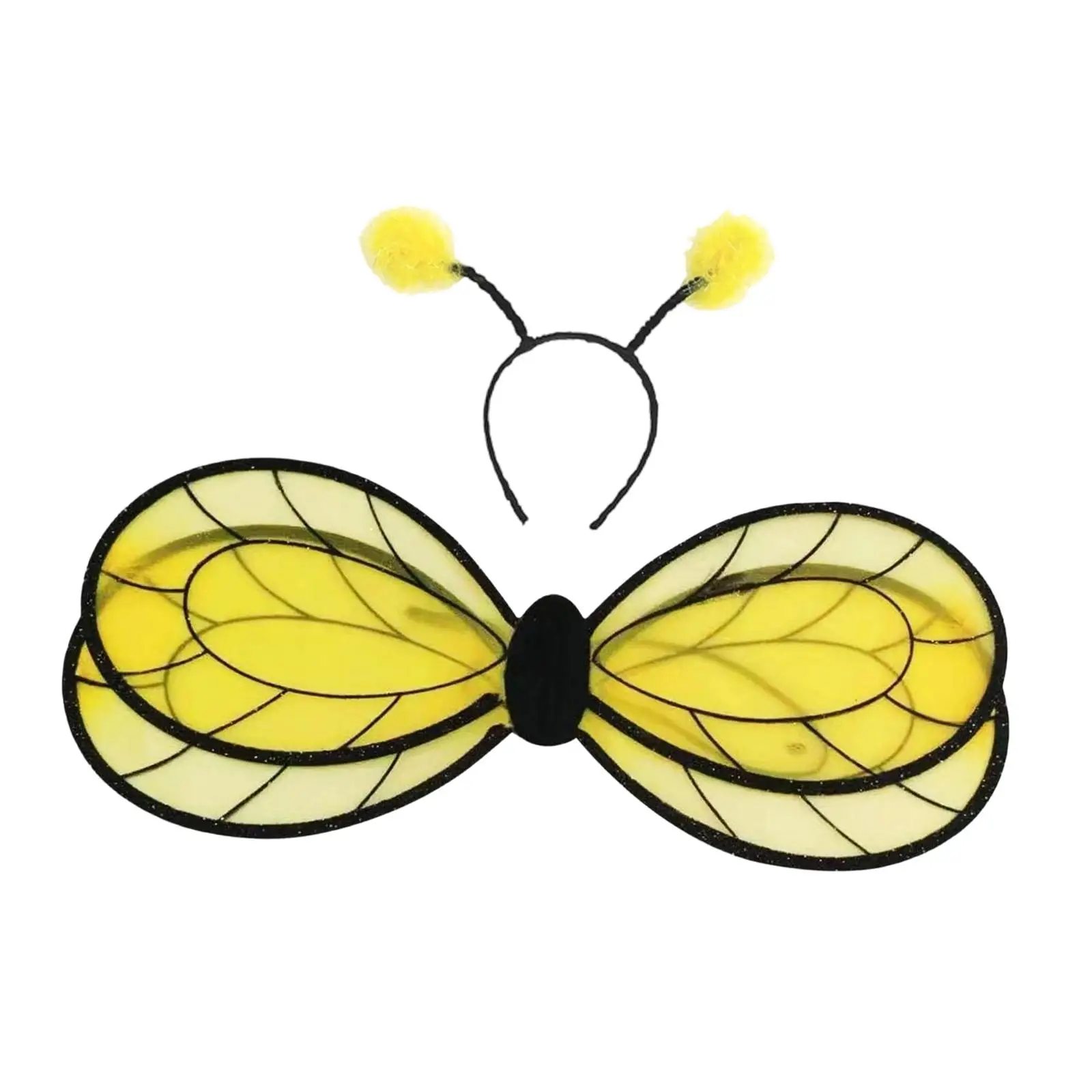 Bee Wing Outfit with Headband Polyester Costume for Kids Adults Halloween Themed Dress Up Parties