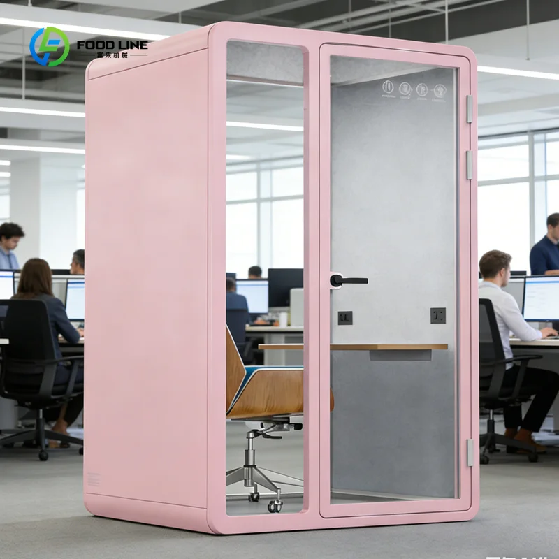 Modular Steel Soundproof Office Booth Quiet Noise Reducing Cabin Meeting Room Office Building Commercial OEM Customized