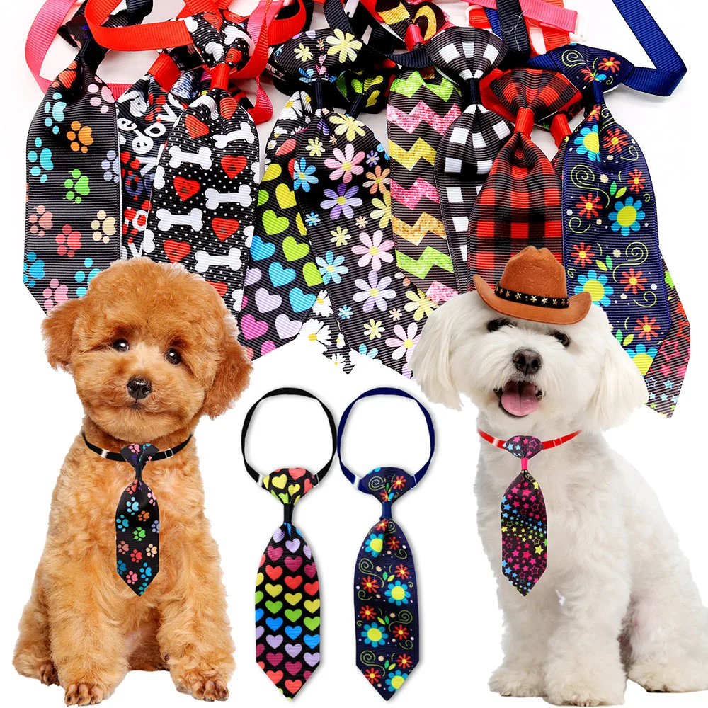 

50pcs Small Dog Cat Neckties For Pet Grooming Adjustable Bone Pet Dog Bowties /Ties For Dogs Pets Grooming Accessories